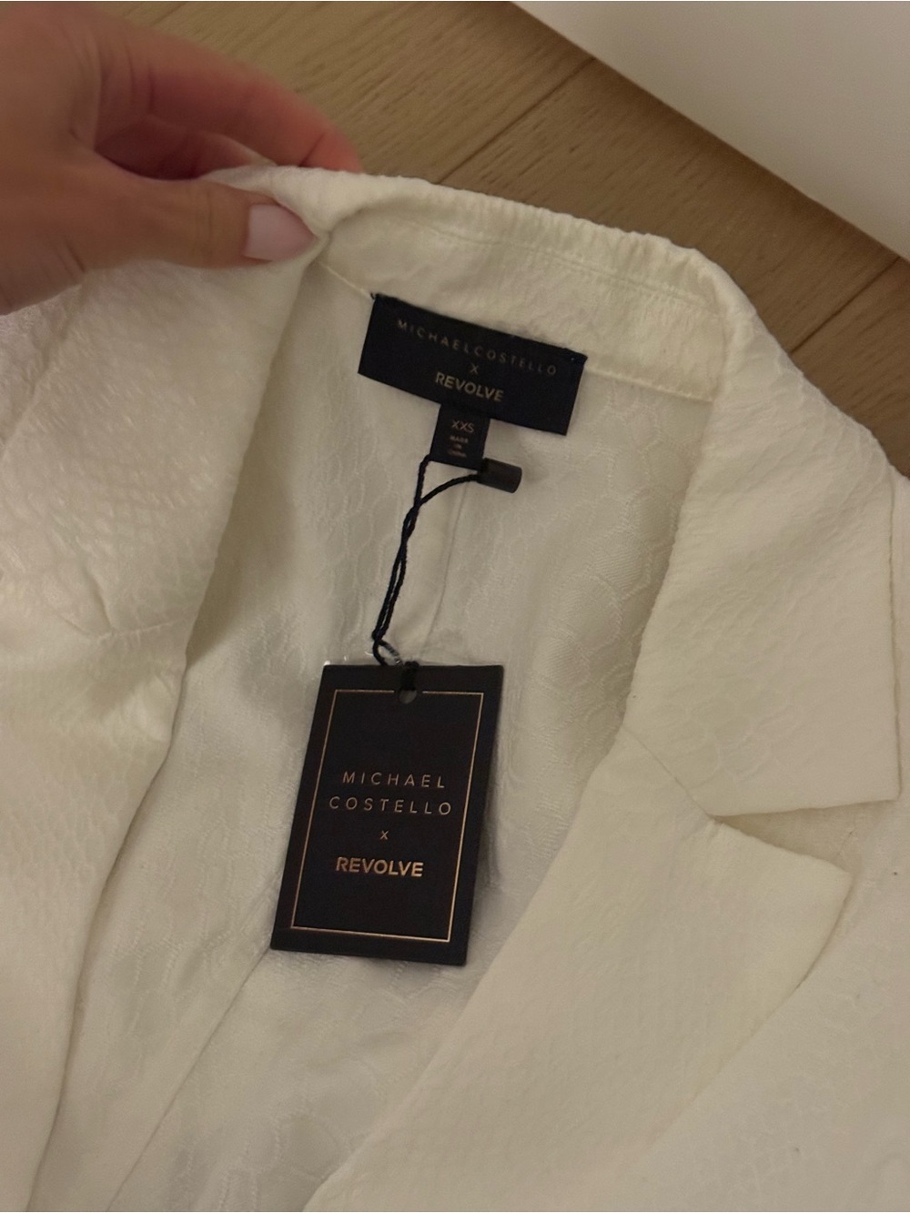 Michael Costello x revolve White Belted Romper Blazer - Picture 7 of 7